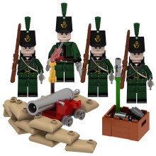 (British Green Jacket Trench) Napoleon British Army Medieval Navy Cannon Trench Small Scene Block Figure