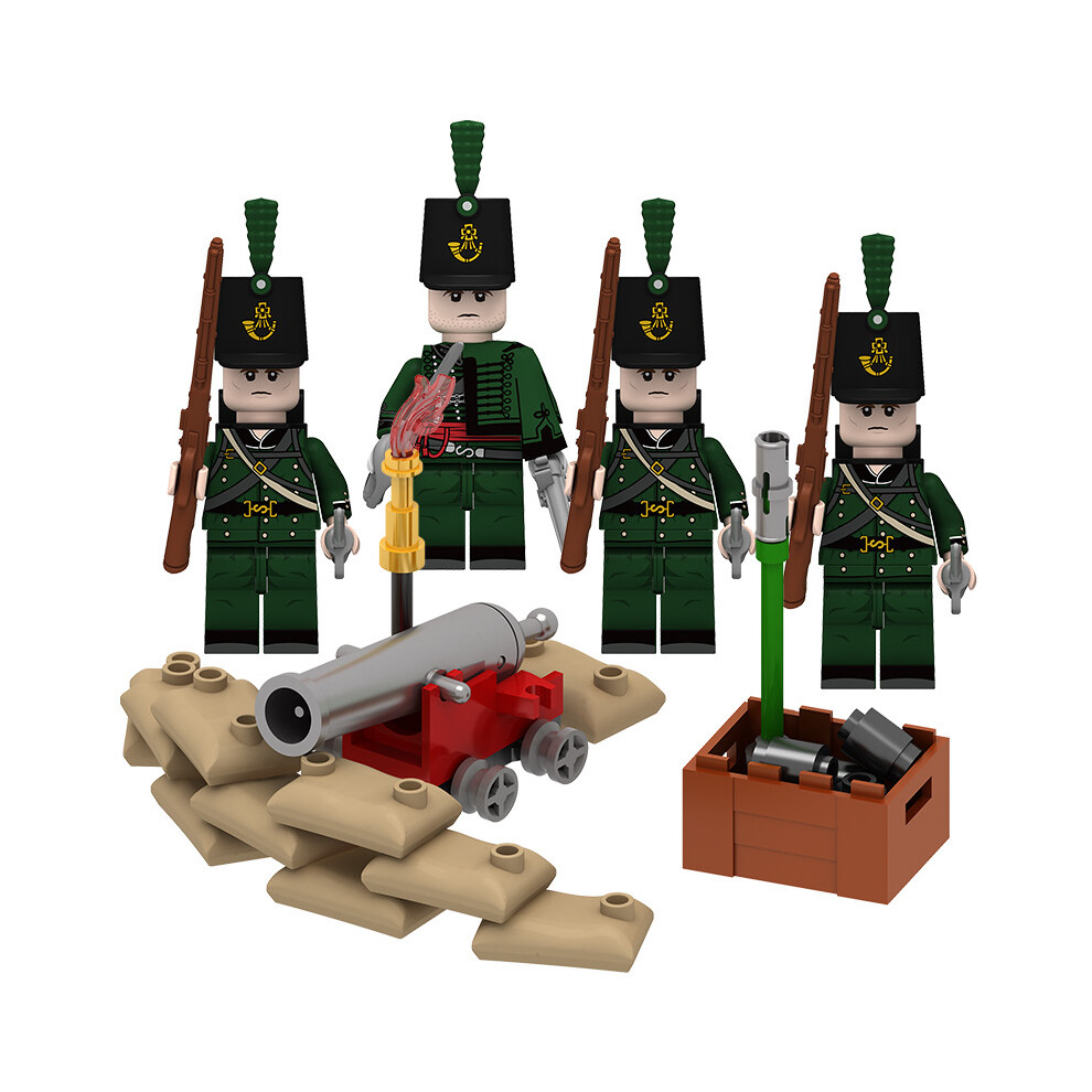 (British Green Jacket Trench) Napoleon British Army Medieval Navy Cannon Trench Small Scene Block Figure