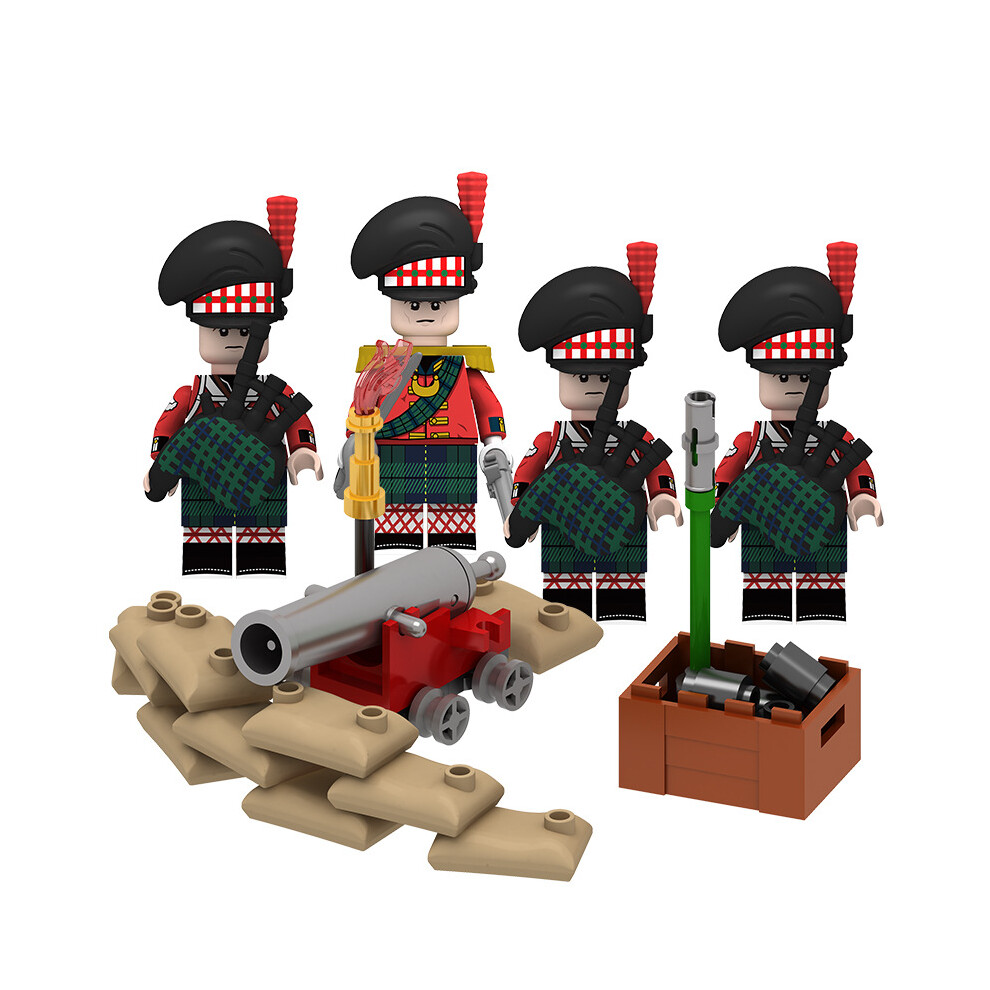 (British Bagpiper's Trench) Napoleon British Army Medieval Navy Cannon Trench Small Scene Block Figure