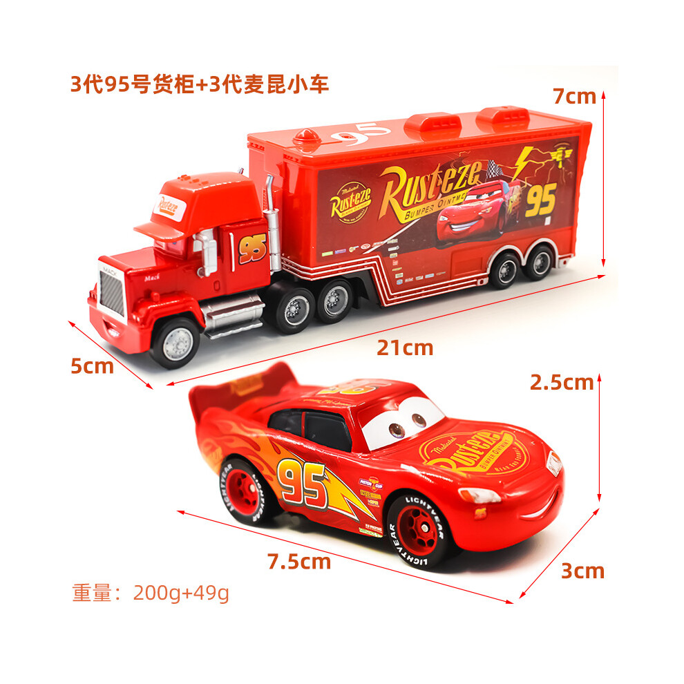 Photos - Toy Car  Pixar Cars McQueen King Racer Truck Car Kids Toy Set(Lightning McQueen 3)