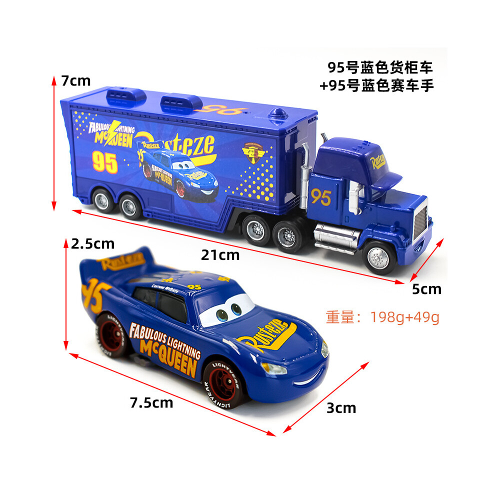 (NO.95 Blue) Pixar Cars McQueen King Racer Truck Car Kids Toy Set