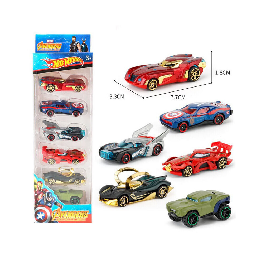 (Avengers Alloy ) 6pcs Disney Pixar Cars 3 Avengers Cars Toy Collection Set Diecast Toys Car Kid Birthday Gift Toys