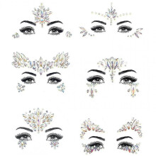 6pcs Halloween Noctilucent Face Gems Tattoo Sticker,cosplay