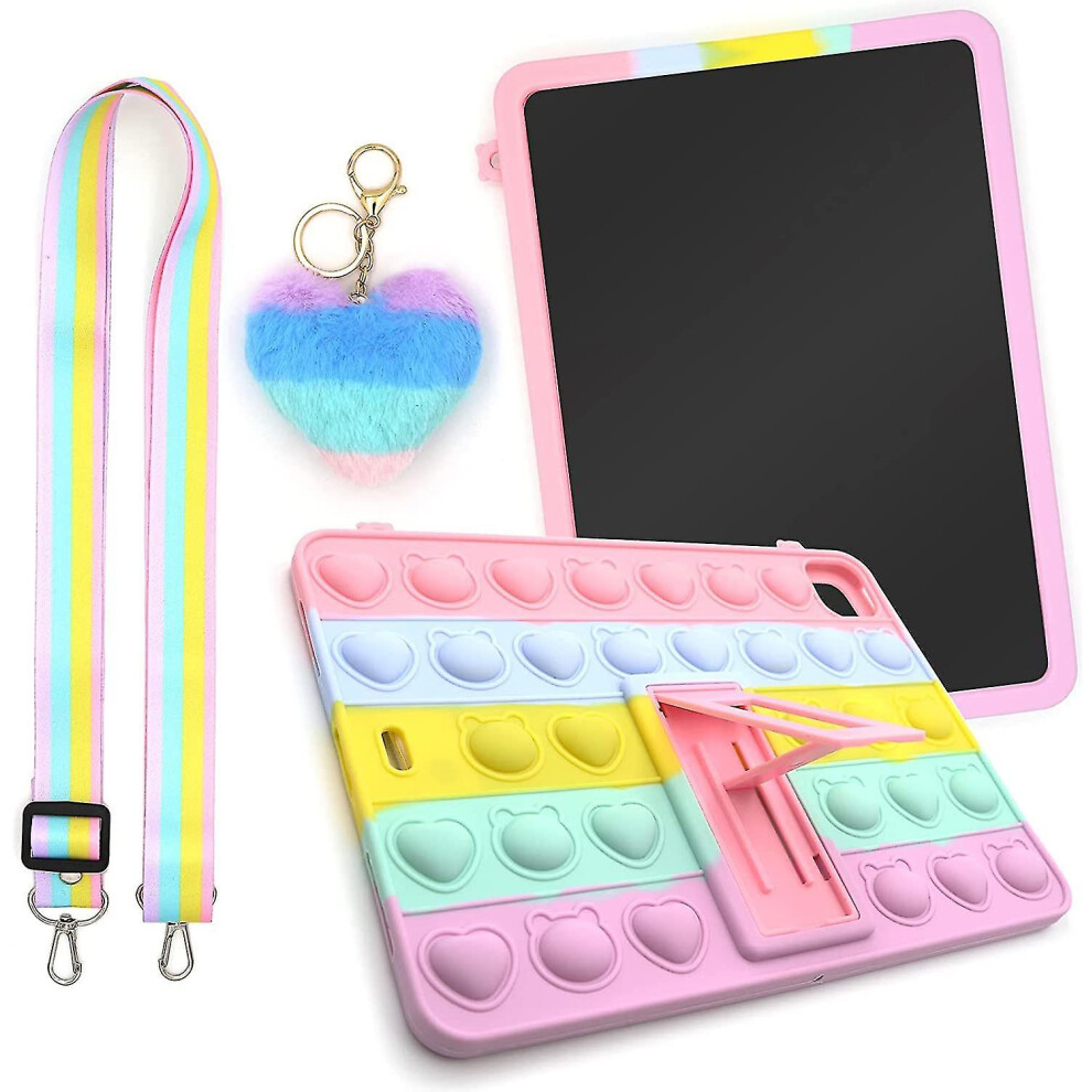 Pop-it Push Bubble Fidget Toy Silicone Cute Case For Ipad With Lanyard