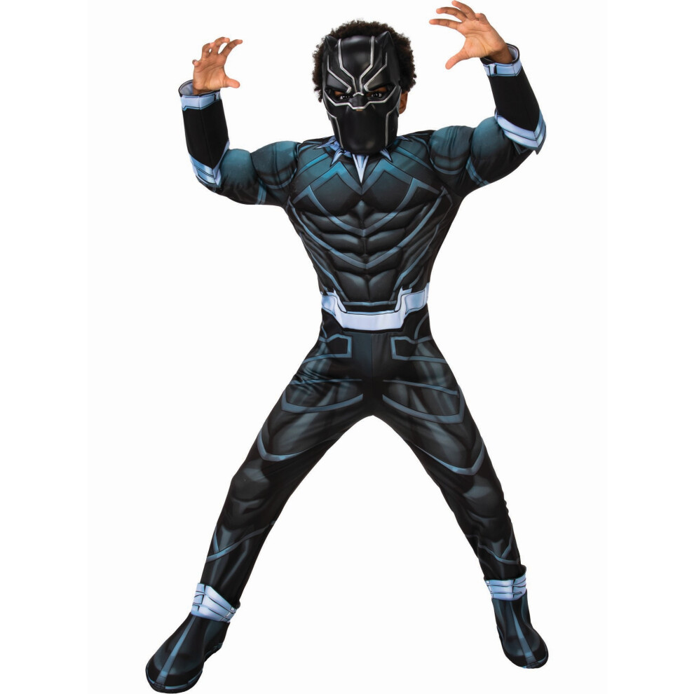 (9-10 Years, Black/Blue/Grey) Avengers Childrens/Kids Black Panther Costume Set