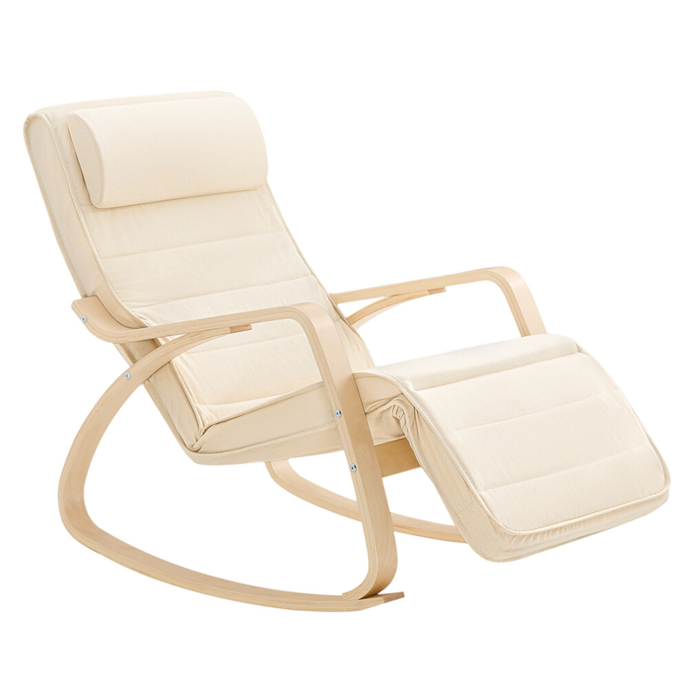 SoBuy® FST16-W, Rocking Chair Lounge Chair with Footrest Design