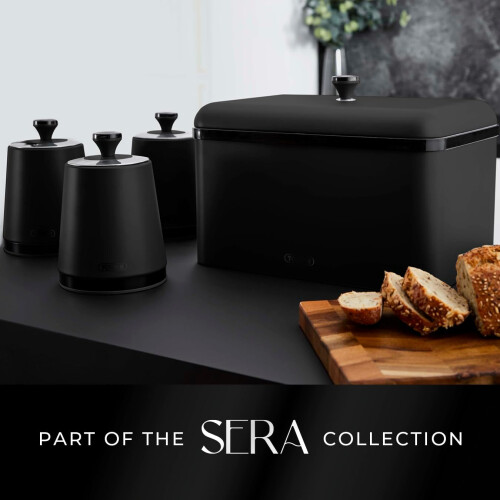Tower Tower Sera Black Kettle 4 Slice Toaster Breadbin Canisters Set 1