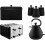 Tower Tower Sera Black Kettle 4 Slice Toaster Breadbin Canisters Set 1