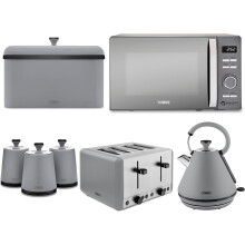 Tower Sera Grey Kettle 4 Slice Toaster Microwave Breadbin Canisters