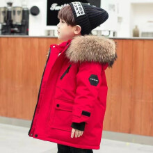 (Red, 7-8Years) Kids Boys Coat Hooded Parka Jacket Outwear Thick