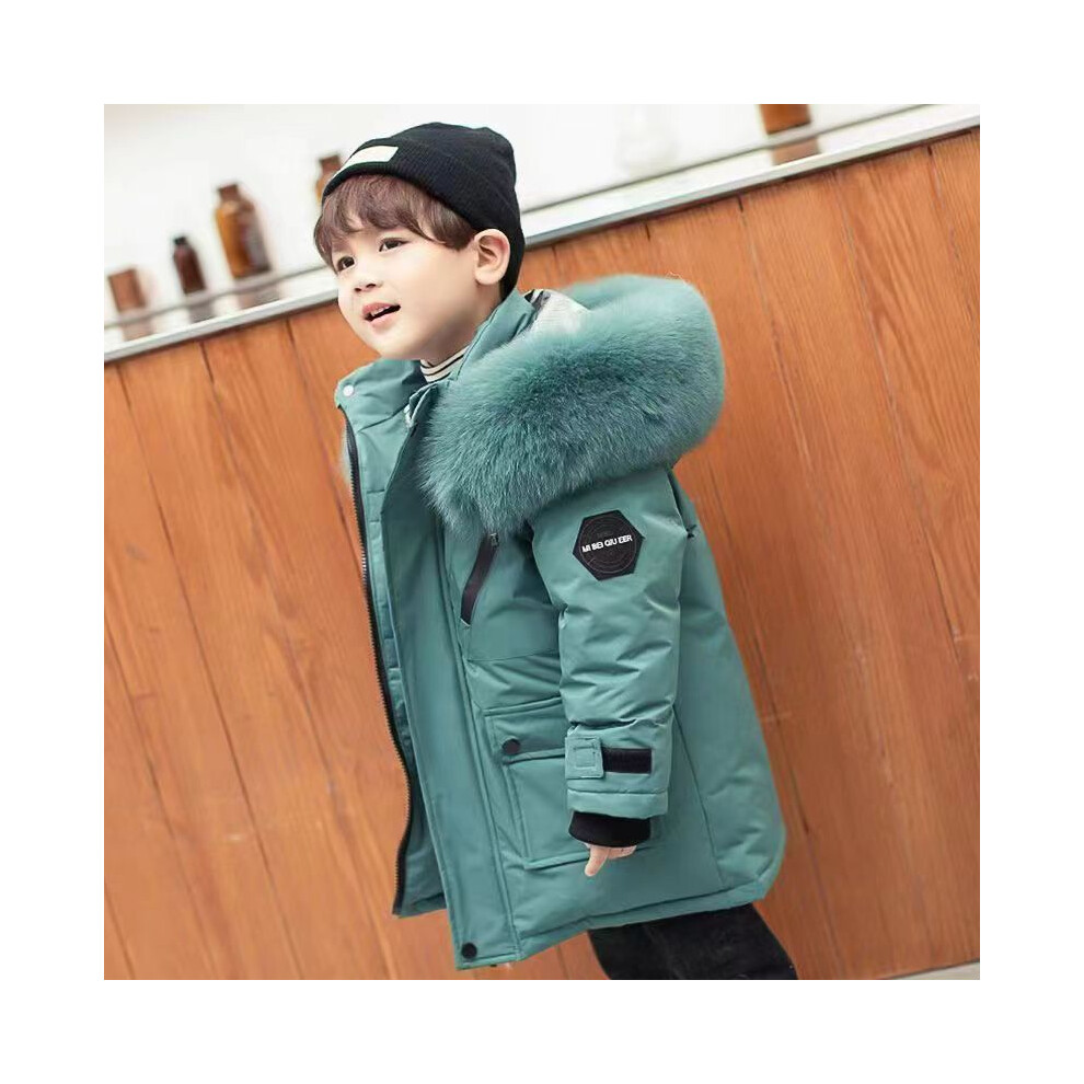 (Green, 5-6Years) Kids Boys Coat Hooded Parka Jacket Outwear Thick