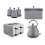 Tower Tower Sera Grey Pyramid Kettle 4 Slice Toaster Breadbin & Canisters 1