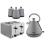 Tower Tower Sera Grey Pyramid Kettle 4 Slice Toaster & Canisters Kitchen Set 1