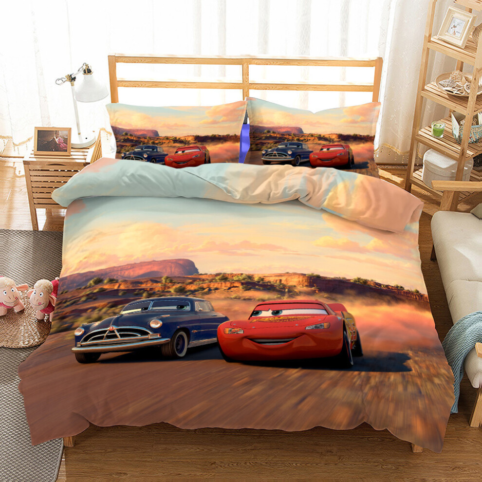 (Cars GS02, Double 200*200cm) Gift For Cars Fans Single Double Bedding Sets