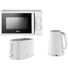 Swan Windsor White Kettle 2 Slice Toaster & 700W Manual Microwave Set