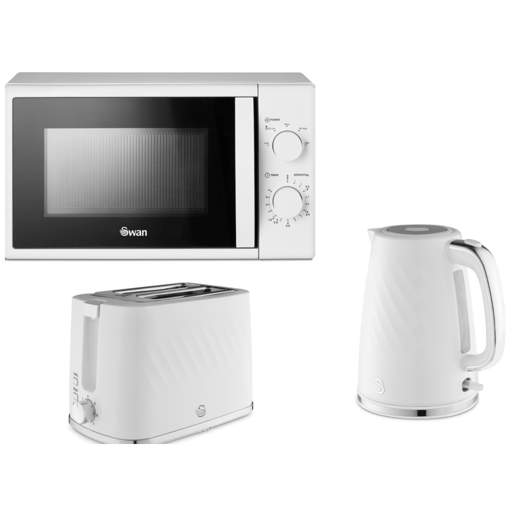 Swan Windsor Kettle 2 Slice Toaster & 700W Manual Microwave Set White