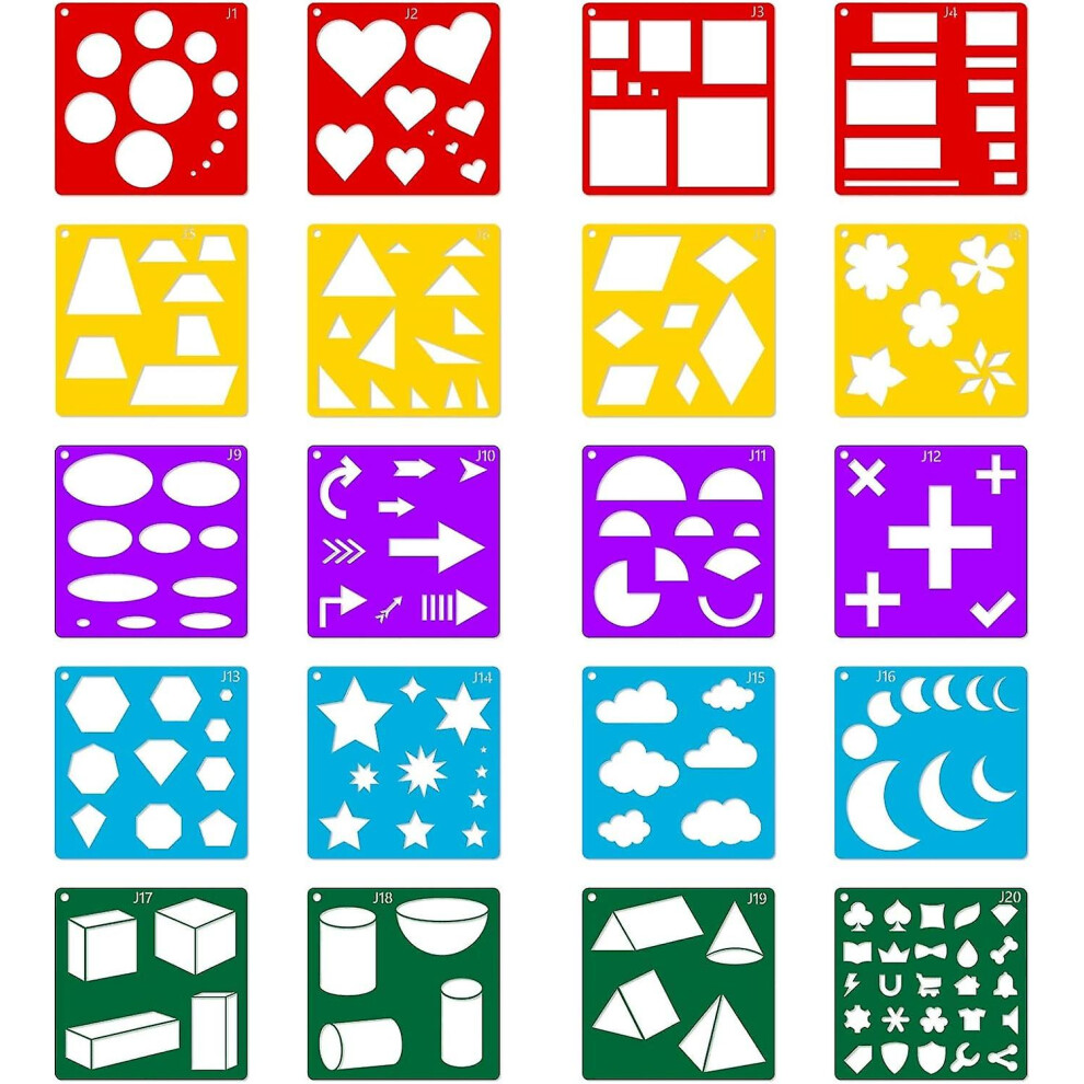 20 Pcs Kids Drawing Stencil Shapetracingtemplates Basic Shape Templates Geometry Shape Stencils Reusable Diy Painting Stencils
