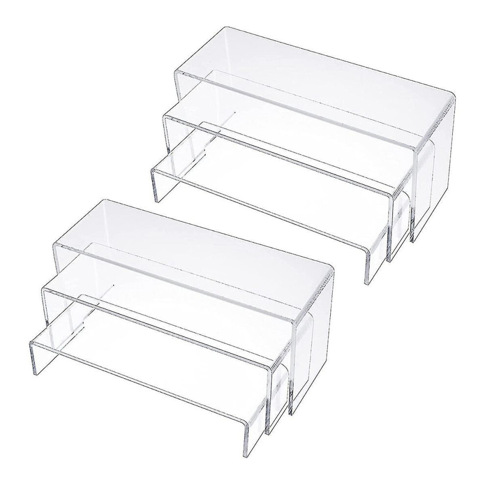 Acrylic Display Risers, Clear Rectangle Stands Shelf For Display 6pcs