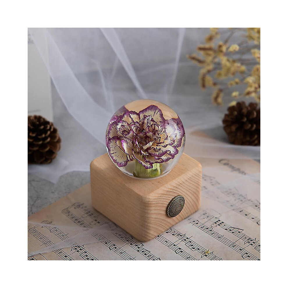 ( Carnation) Dandelion Flower Crystal Glass Resin Lens Ball With Bracket Mother Gift Christmas Gift For Guests, Girlfriends And Children Purple