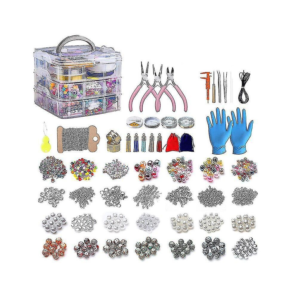 2456 Pieces Of Jewelry Making Kit, Jewelry Making Tool Kit With Jewelry Beads, Jewelry Pliers, Bead
