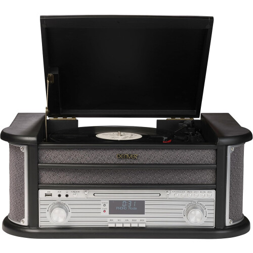 Denver Denver MRD-51BT Bluetooth DAB Wooden Radio Record Player 1