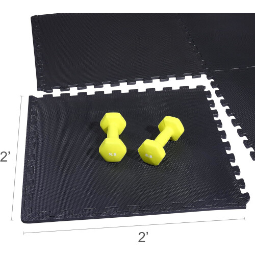 BalanceFrom Interlocking Puzzle Exercise Mat EVA Foam 1/2 thick 48 sq ft - Black 2