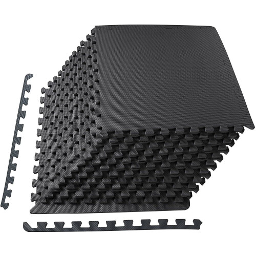 BalanceFrom Interlocking Puzzle Exercise Mat EVA Foam 1/2 thick 48 sq ft - Black