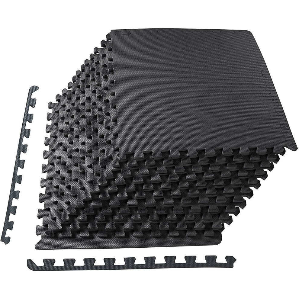 BalanceFrom Interlocking Puzzle Exercise Mat EVA Foam 1/2 thick 48 sq ft - Black