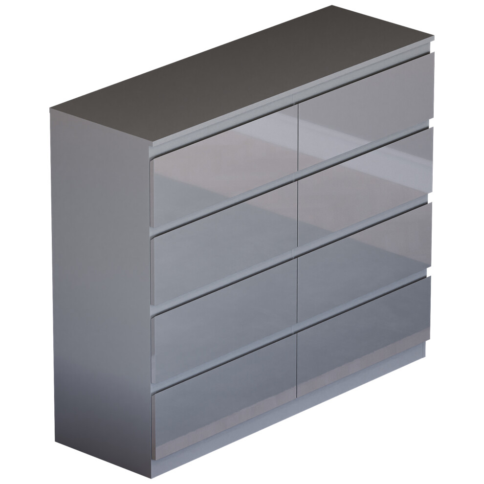 (Grey) Glinton Modern 8 Drawer Chest Bedroom Home Storage