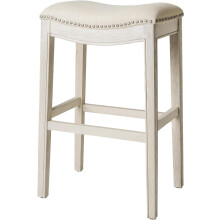 Maven Lane Adrien 31 Inch Saddle Barstool in White Oak Finish w/ Natural Fabric