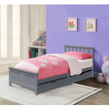 (Grey, With Tanya Mattress) 3ft Wooden Bedframe With 2 Pull Out Drawers Caramel Grey Or White