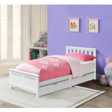 (White, With Lucy Mattress) 3ft Wooden Bedframe With 2 Pull Out Drawers Caramel Grey Or White