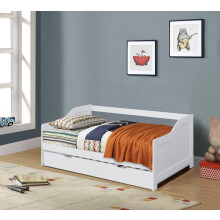 (White, With 2 x Tanya Mattresses) 3ft Wooden Trundle Bed, Grey, White or Caramel