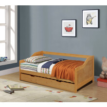 (Caramel, No Mattress) 3ft Wooden Trundle Bed, Grey, White or Caramel
