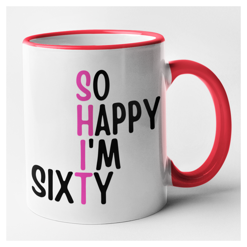 (Red, Pink) Funny 60th Birthday Mug - So Happy Im Sixty-image-OPC-PFBJ6NZ-NEW