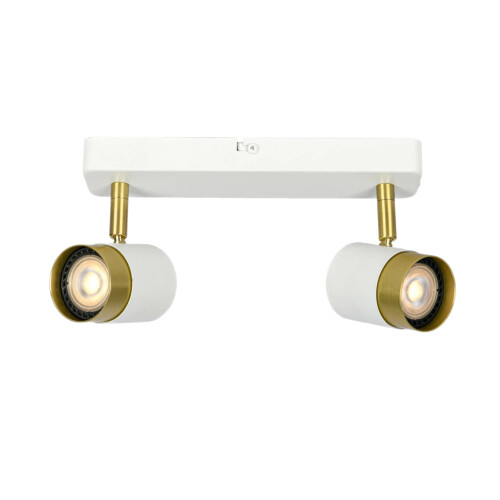 CGC White and Brushed Gold Two Head Adjustable Ceiling Spot Light Bar 2