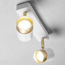 CGC White and Brushed Gold Two Head Adjustable Ceiling Spot Light Bar