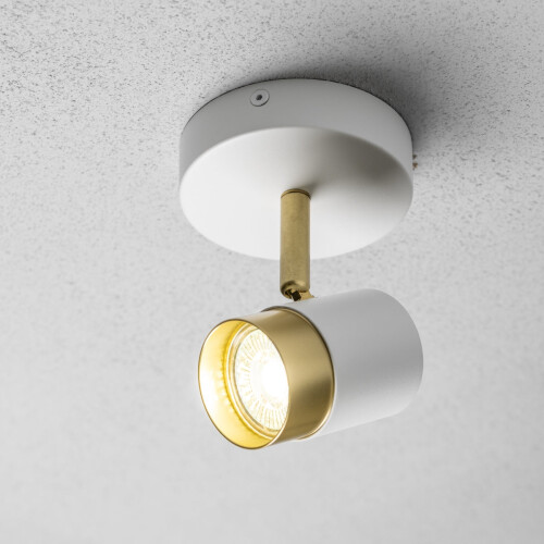 CGC White and Brushed Gold Single Adjustable Ceiling Spot Light