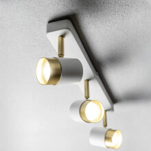 CGC White & Brushed Gold Three Head Adjustable Ceiling Spot Light Bar