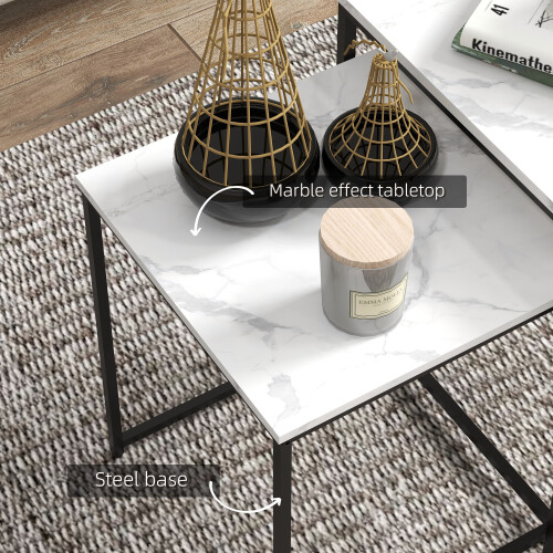 Homcom HOMCOM Nesting Coffee Tables Set of 3 Stacking Sofa Side Tables White 2