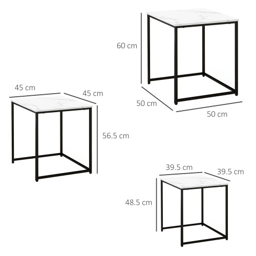 Homcom HOMCOM Nesting Coffee Tables Set of 3 Stacking Sofa Side Tables White 1