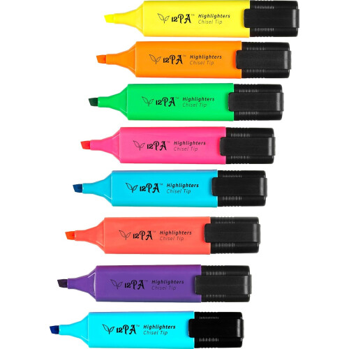 12PA 8 Chisel Tipped Highlighters 1