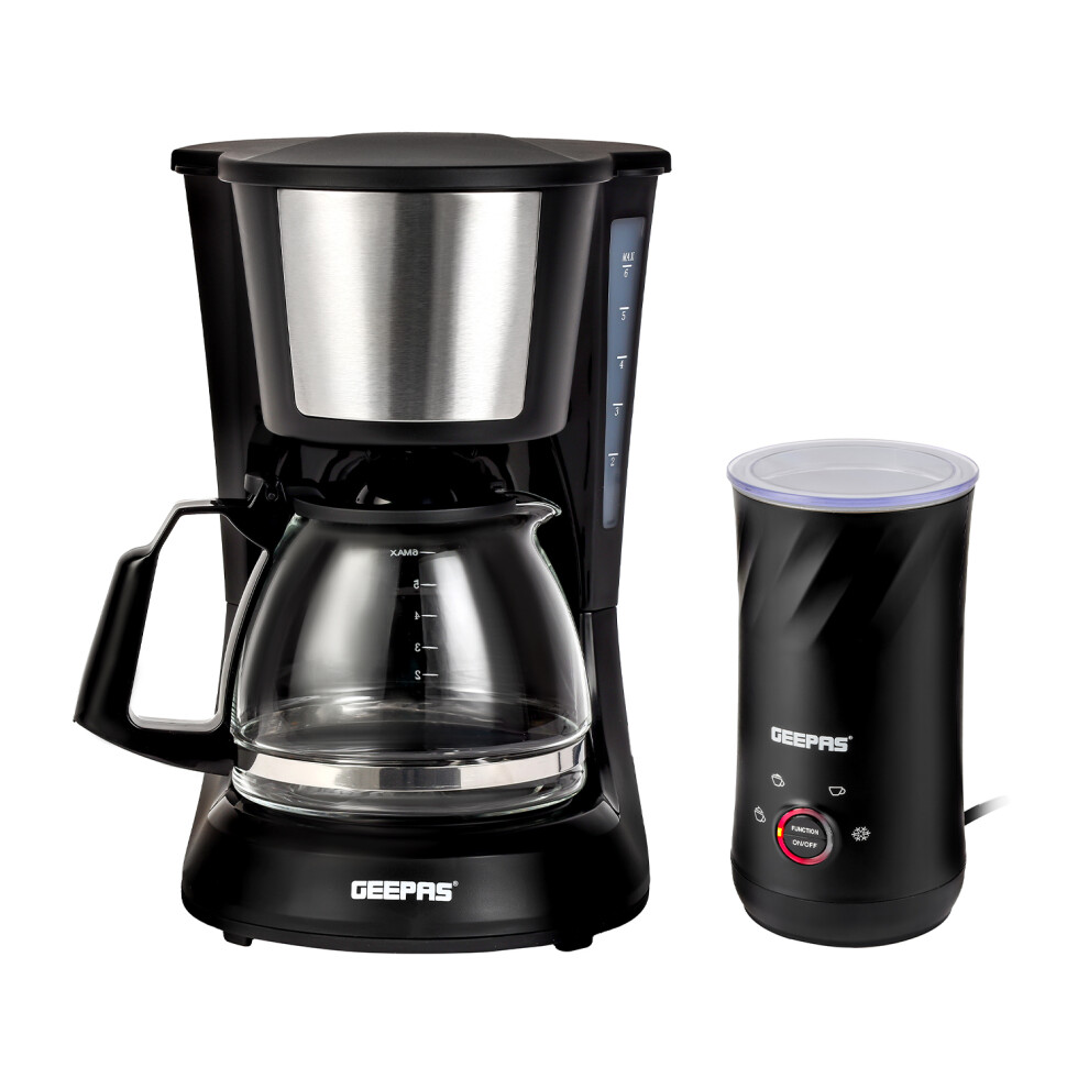 GEEPAS Coffee Machine and 4 in 1 Electric Frother and Steamer Combo