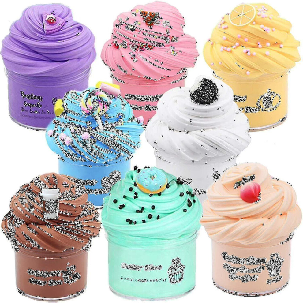 8 Pack Butter Slime Kit, Stress Relief Toys For Girl Boys 70ml
