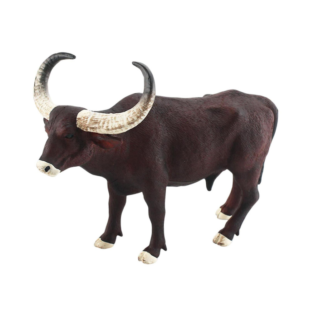 (D) Sinknap Cattle Figurine Realistic Water Buffalos Bull Cow Muskox Miniature Solid Model Early Learning Educational Toy Wild Animal Statue Model Des