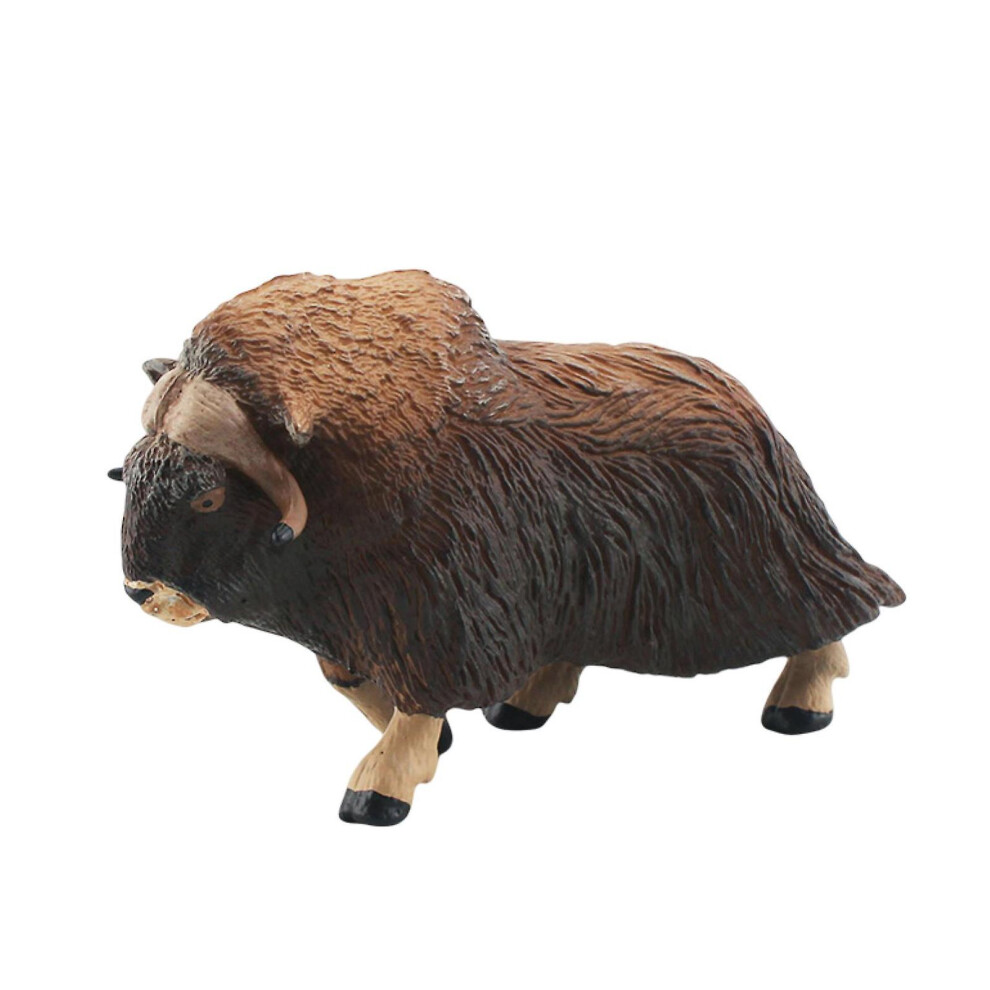 (G) Sinknap Cattle Figurine Realistic Water Buffalos Bull Cow Muskox Miniature Solid Model Early Learning Educational Toy Wild Animal Statue Model Des
