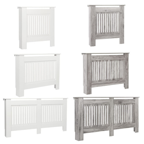 Joolihome Radiator Cover White Modern MDF Vertical Slats 2