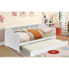 (White, With 1 x Tanya Mattress) 3ft Wooden Bed with Trundle, Grey, White or Caramel With Shelving