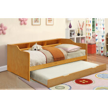 (Caramel, With 1 x Kerri Mattress) 3ft Wooden Bed with Trundle, Grey, White or Caramel With Shelving