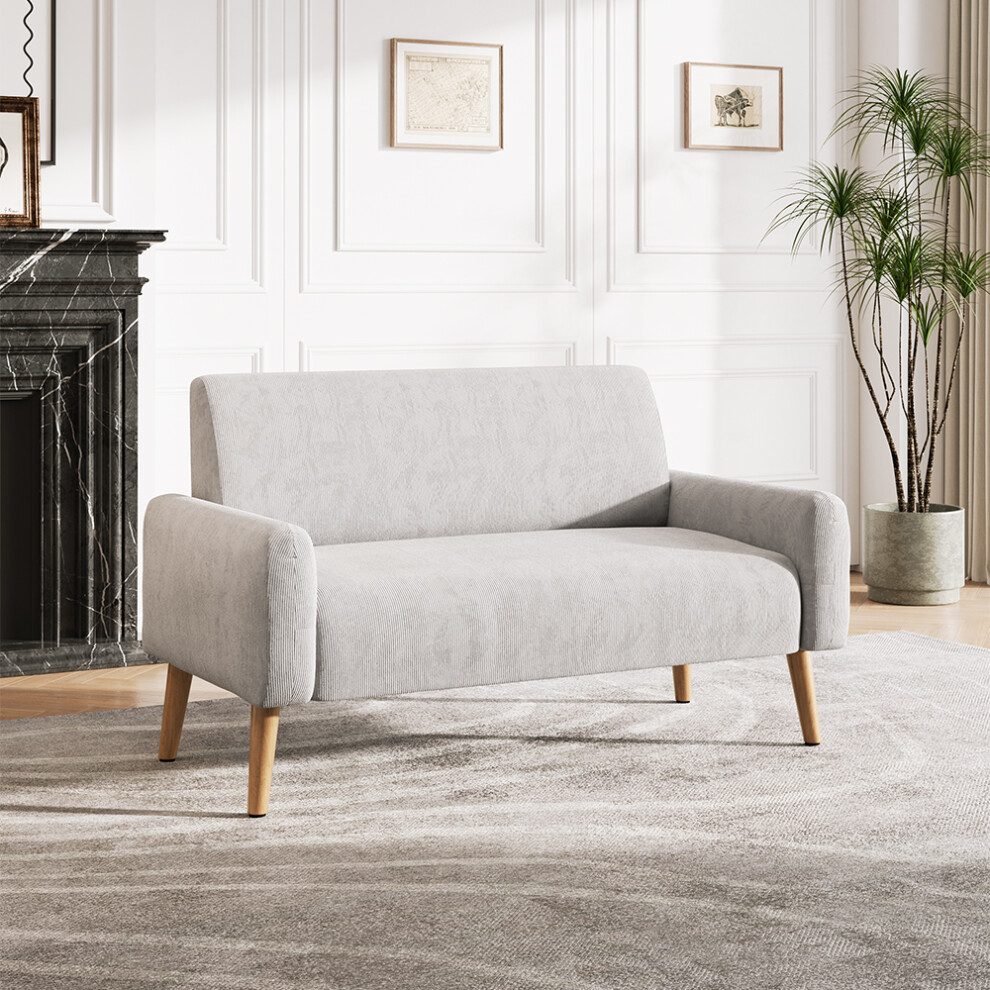 (Beige) 2-Seat Corduroy Loveseat Sofa